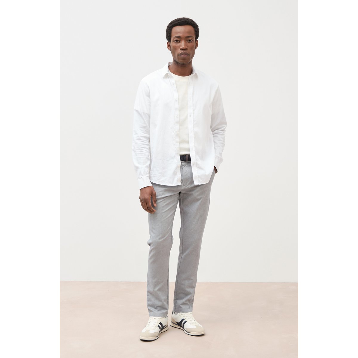 Pantalon chino straight gris clair, BONOBO