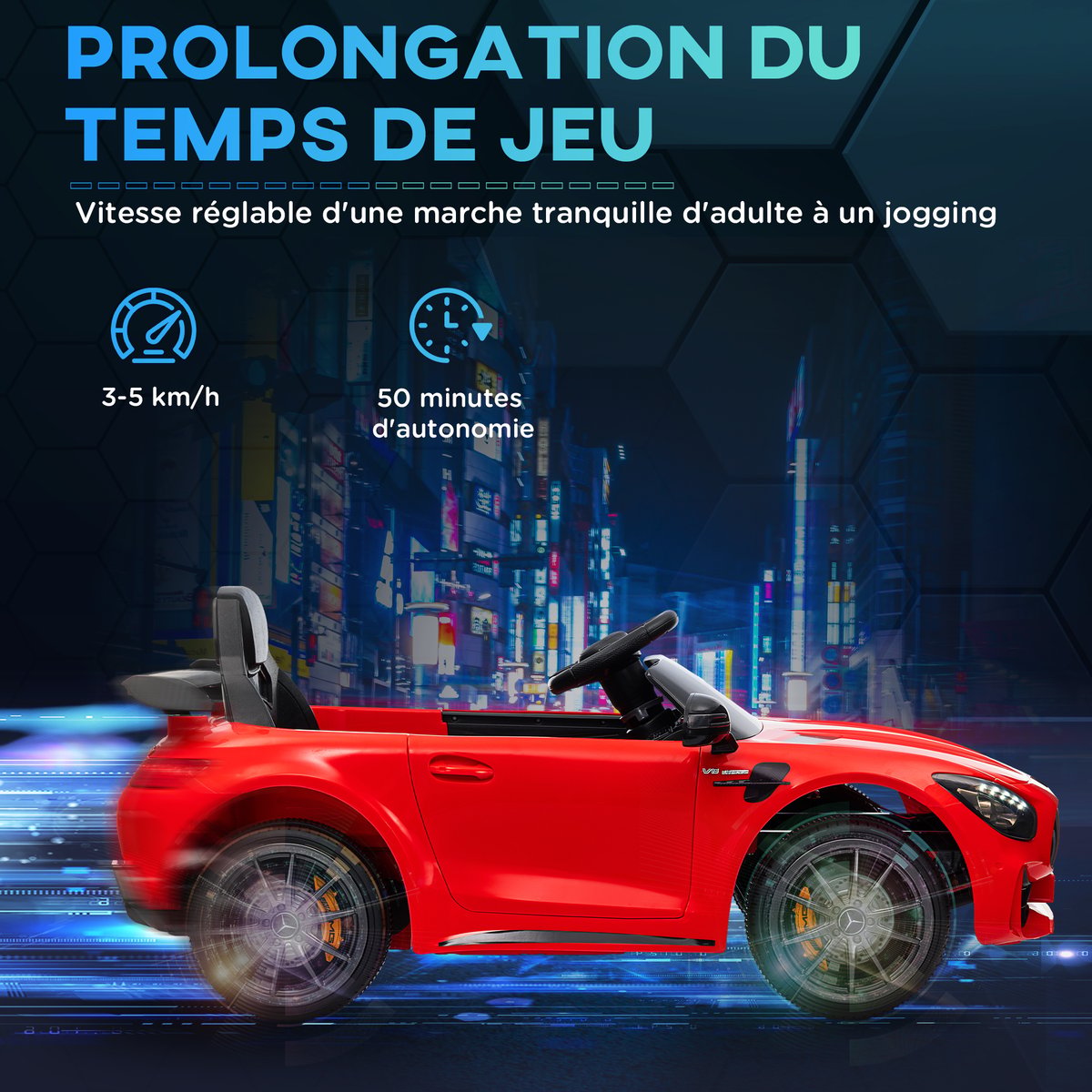 Voiture électrique à conducteur assis Métal rouge, AIYAPLAY