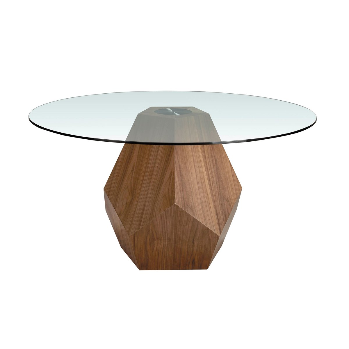 Table à manger ronde verre trempé et noyer verre | noyer, ANGEL CERDA