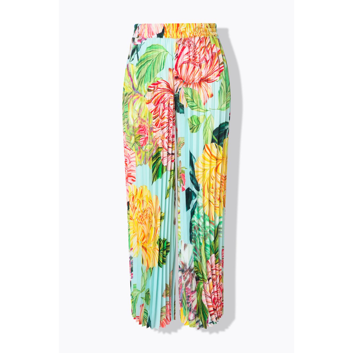 Pantalon plissé, motif floral jaune citron, ULLA POPKEN