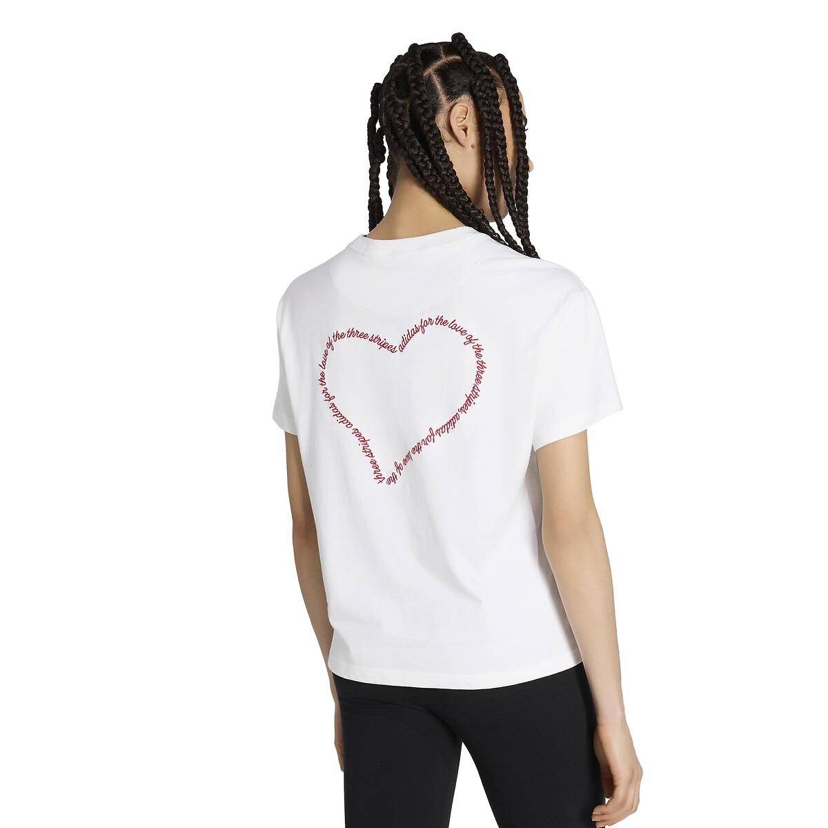 T-shirt de manga curta com estampado de coração branco, ADIDAS SPORTSWEAR