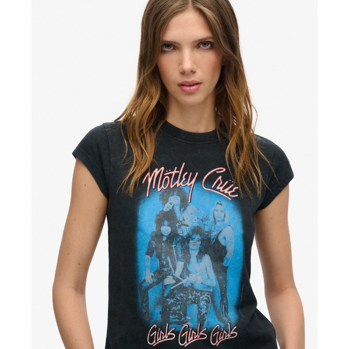 T-shirt à mancherons Mötley Crüe back in black intense, SUPERDRY