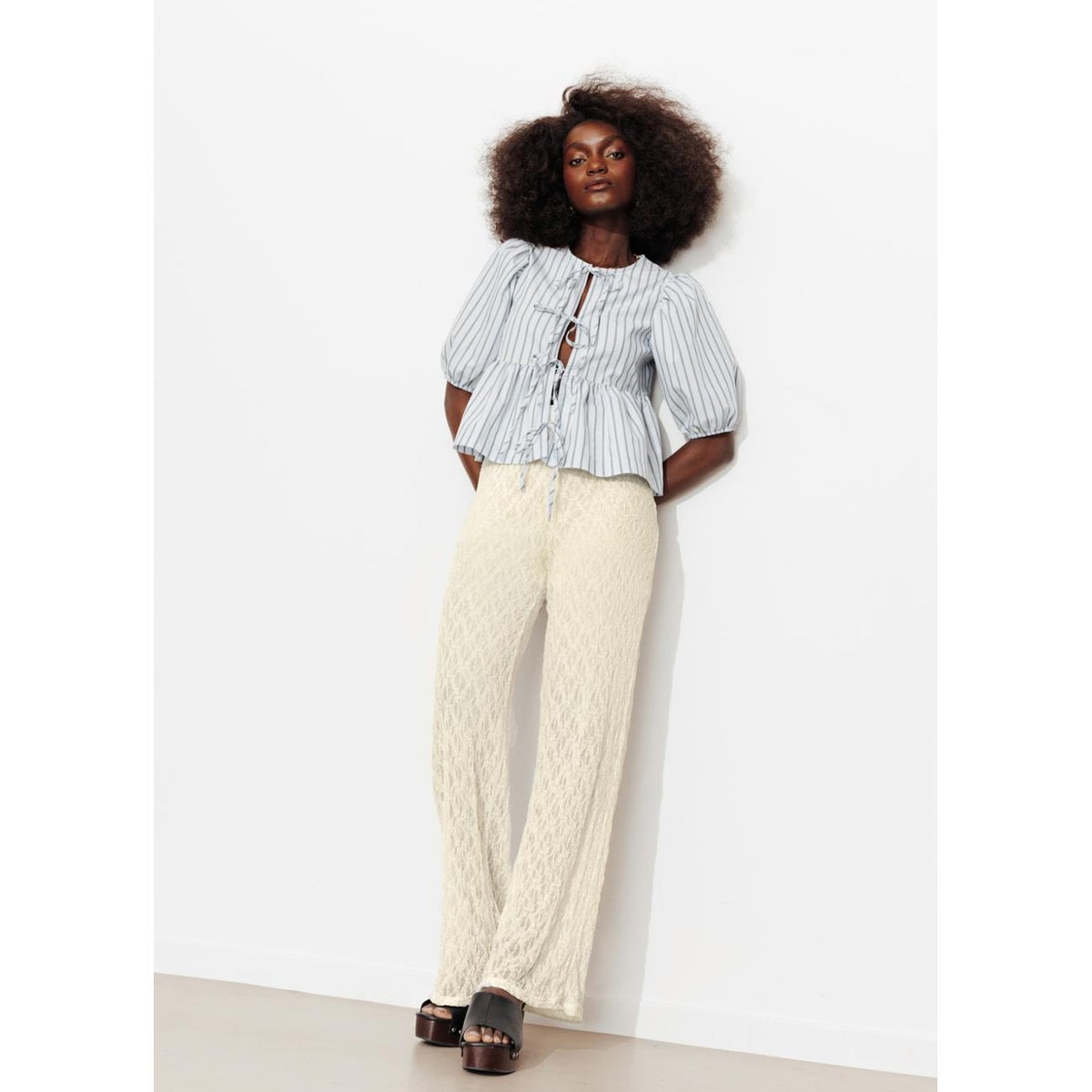 Pantalon en dentelle beige, PROMOD