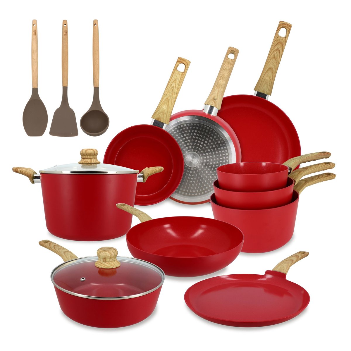 Set 13 pièces de cuisson aluminium, COLORAMA magenta, MENASTYL