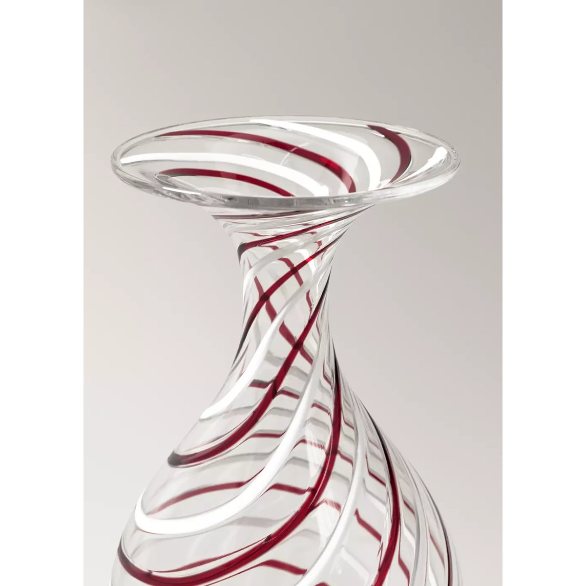 Grand vase en verre à rayures rouge, MANGO HOME