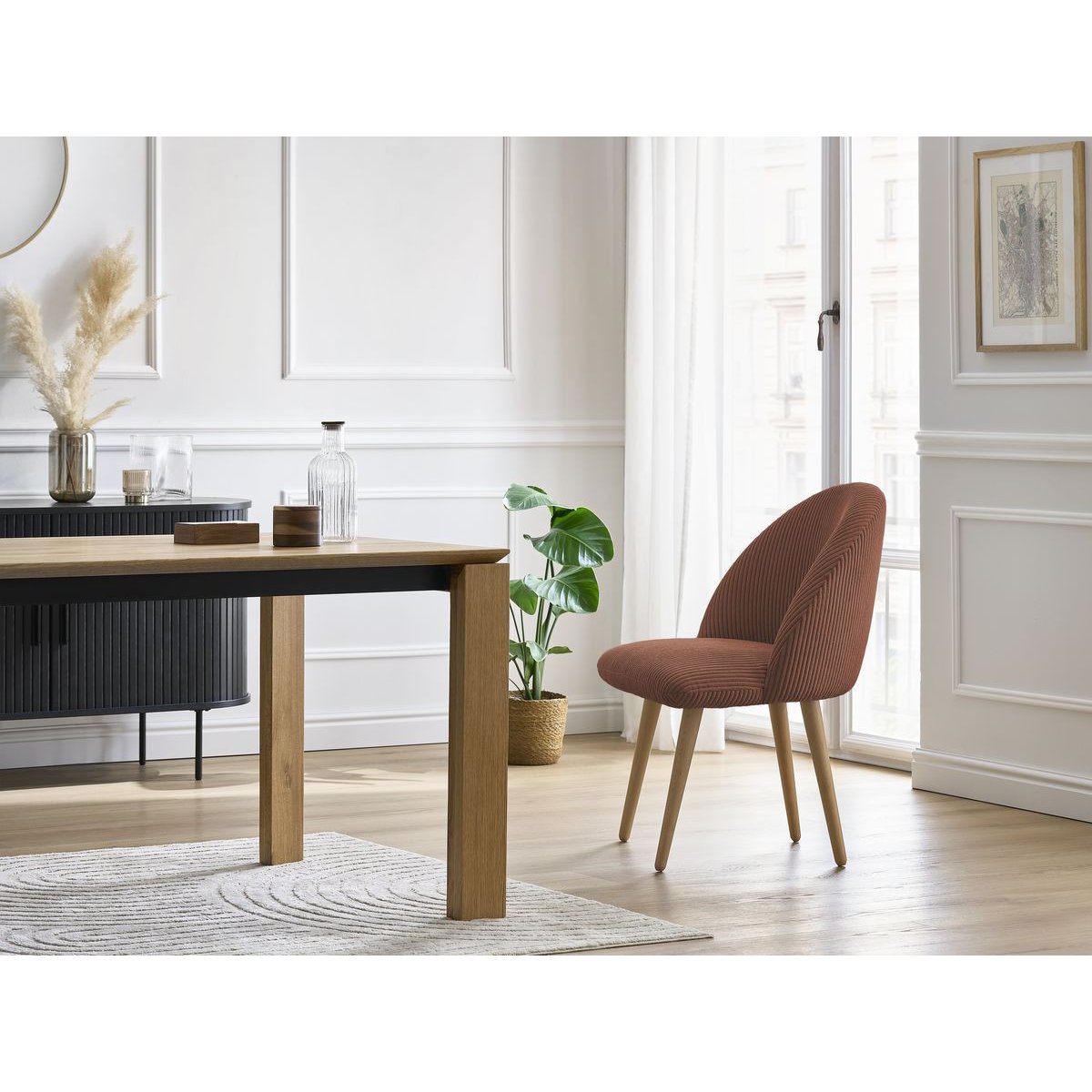 Lot de 4 chaises velours côtelé, LALIE multicolore 2, BOBOCHIC