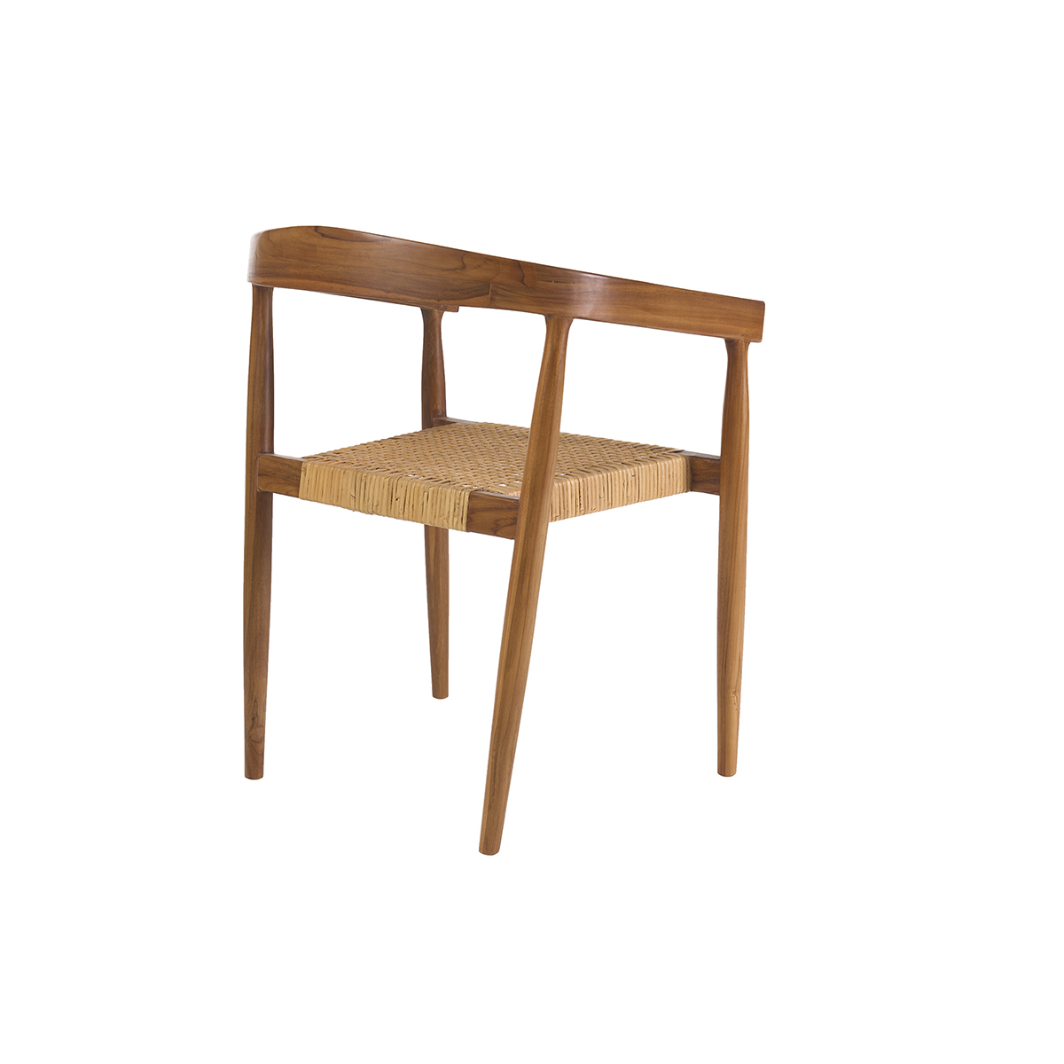 Chaise ethnique en bois teck massif et cannage rotin NEGARA marron, MILIBOO