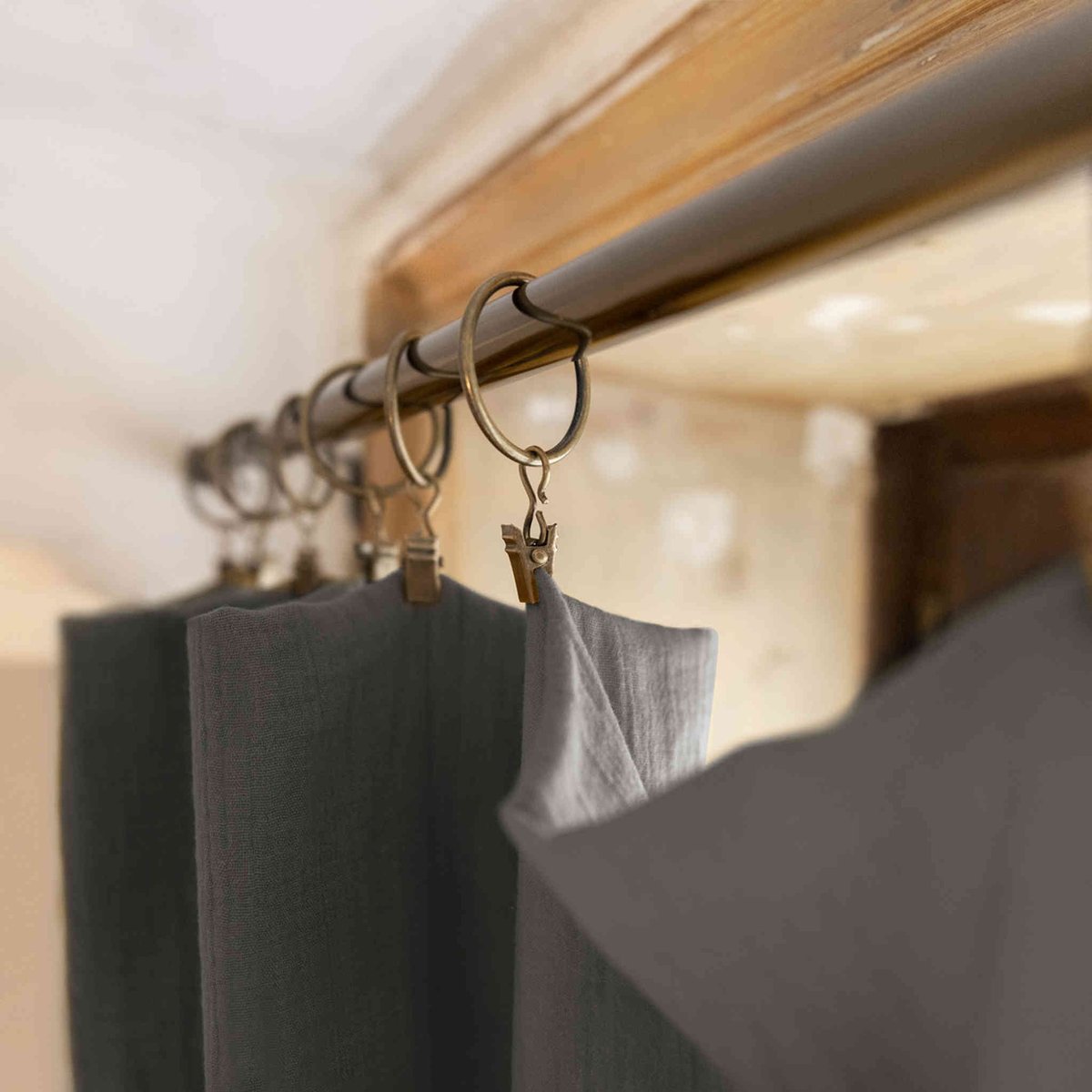 Rideau gaze de coton ajustable anthracite, TERRE DE NUIT
