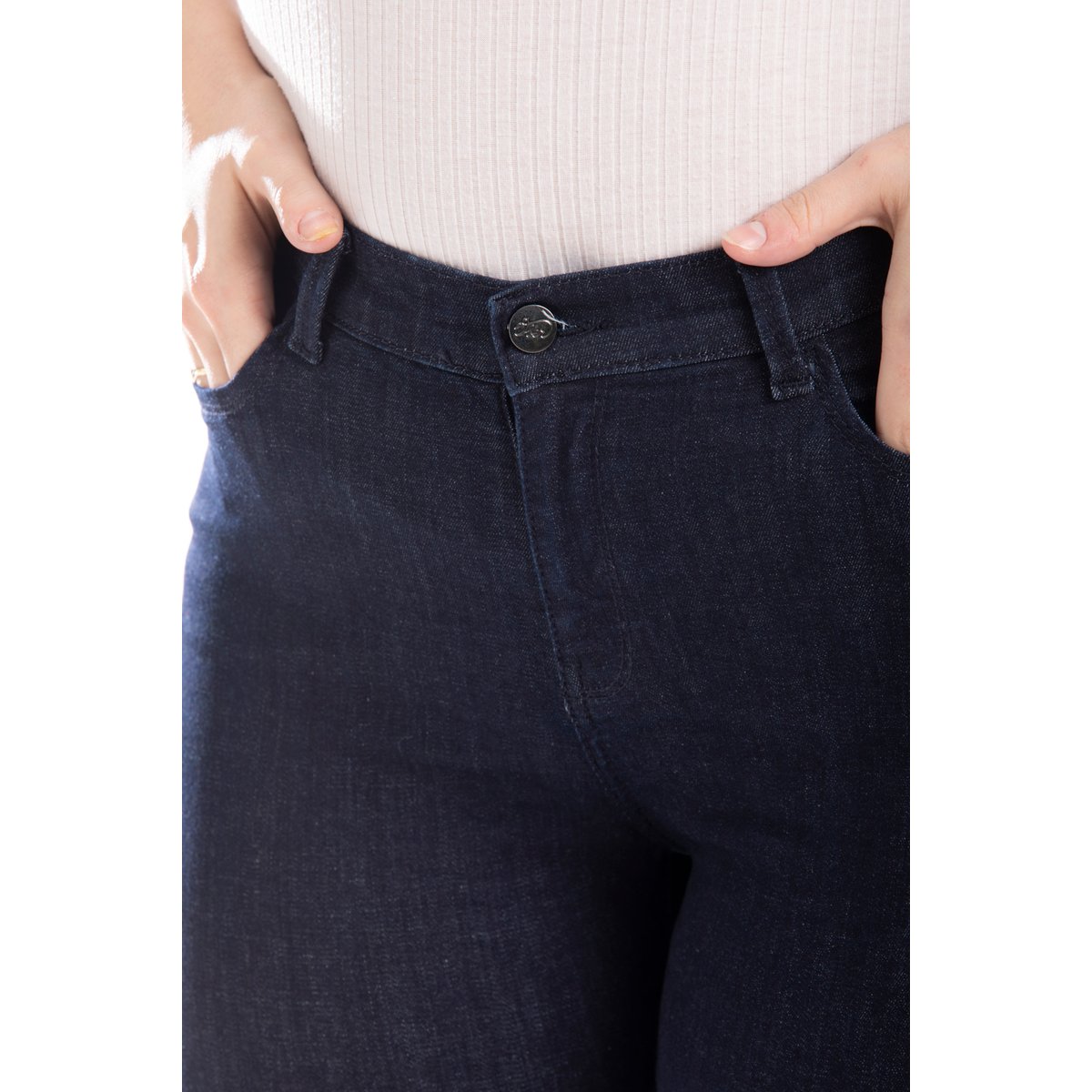 Jeans regular taille haute dos élastiqué OBR7 bleu, OBER