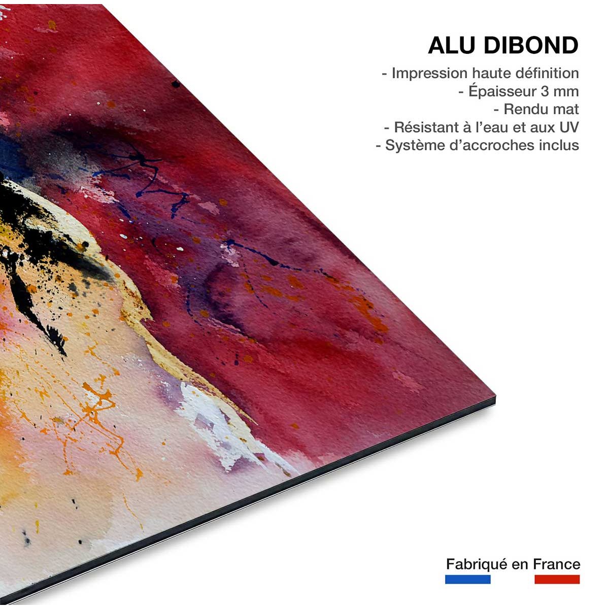 Tableau peint abstraite aquarelle tableau alu dibond, HEXOA