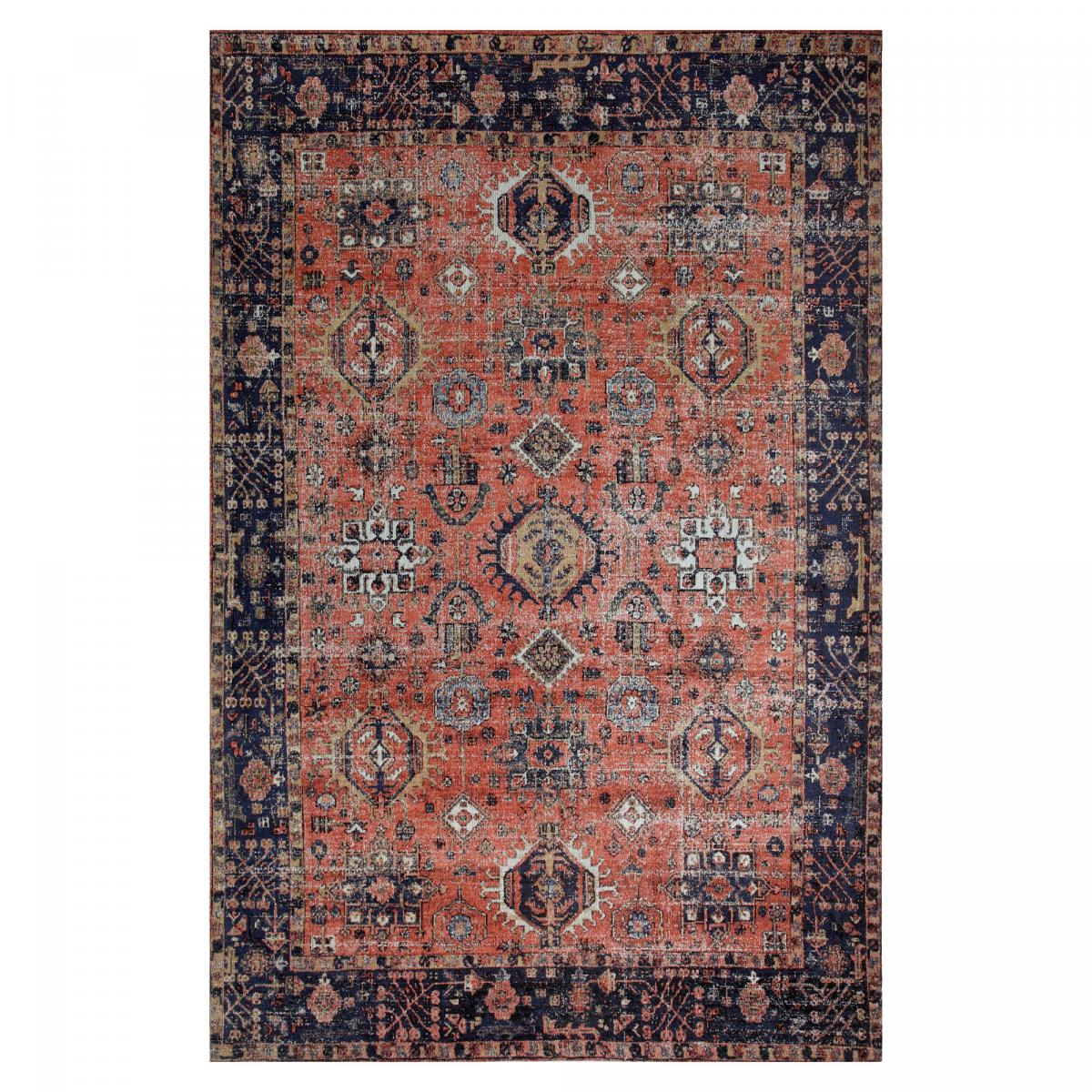 Tapis Orient NOMEDI , tapis en coton rose, bleu, UN AMOUR DE TAPIS