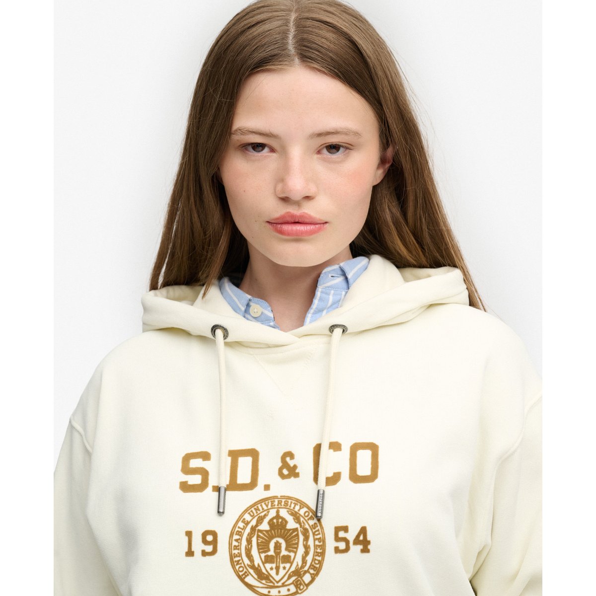 Sweat à capuche Athletic coupe décontractée crème, SUPERDRY