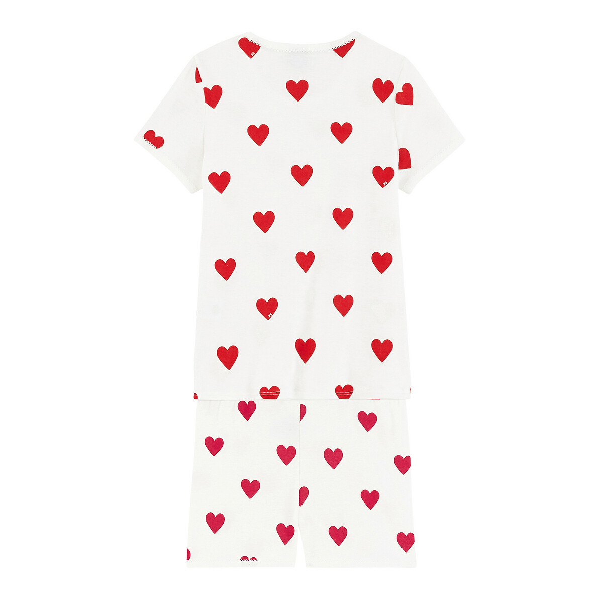 Pijama-calção de 2 peças estampado coração, PETIT BATEAU