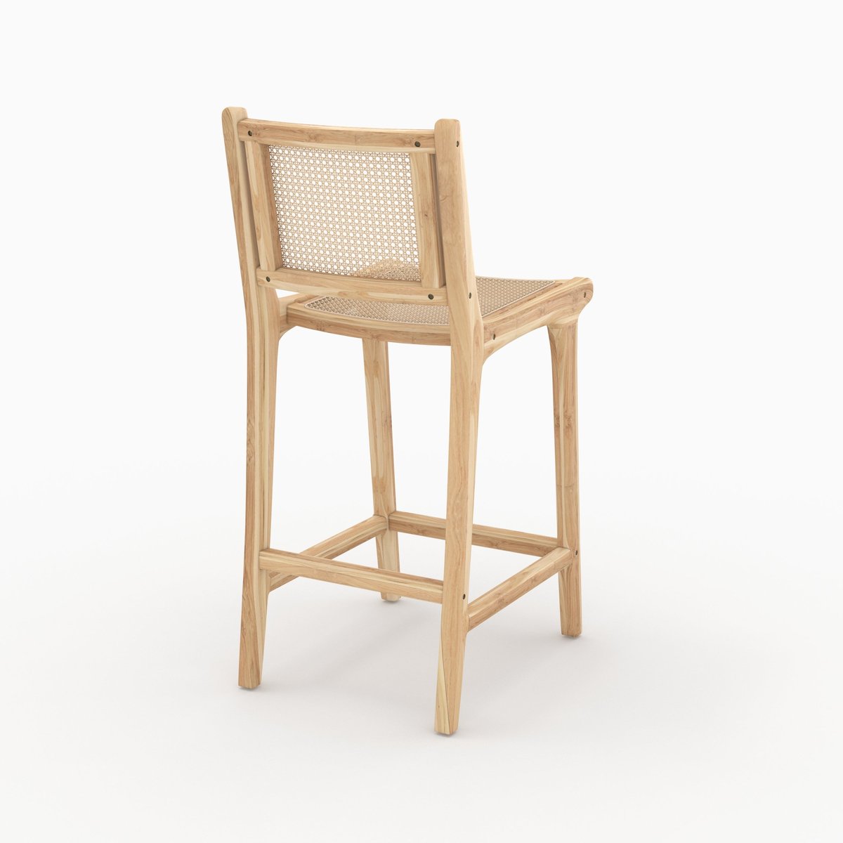 Lot de 2 chaises pour îlot central en teck et cannage rotin 66,5 cm - KYLA naturelle, MAISON PAVANE