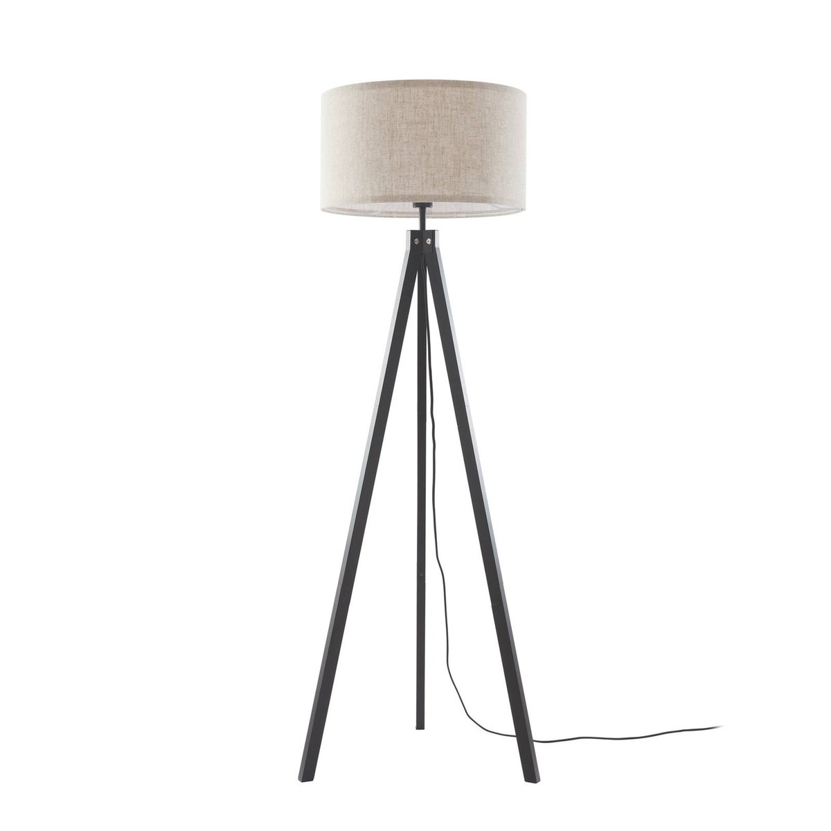 Lampadaire en textile scandinave, Herry noir, blanc, LINDBY