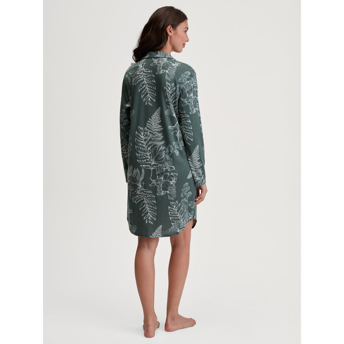 Chemise de nuit à manches longues manches longues Coton FAVOURITES BOTANIC deep emerald green, CALIDA