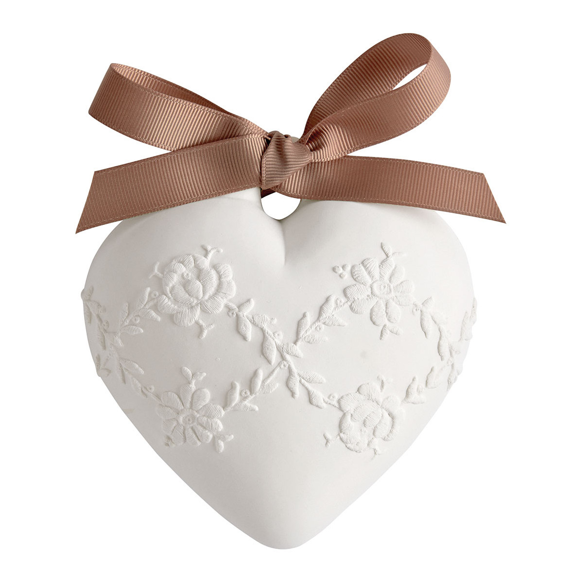 Décor parfumé Grand Cœur brodé - ROSE ÉLIXIR blanc, MATHILDE M