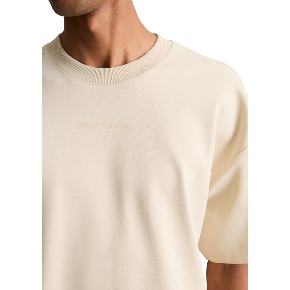 T-shirt ample en jersey interlock épais beige, MARC O’POLO DENIM