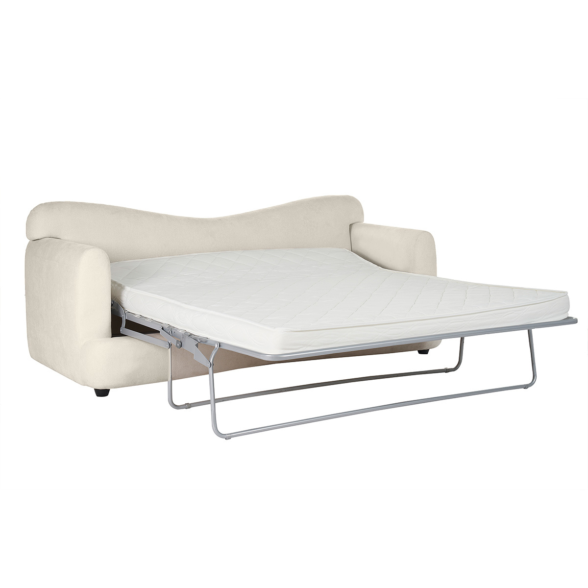Canapé convertible déhoussable 3-4 places design haricot en tissu effet velours texturé vert kaki SACHA beige, MILIBOO