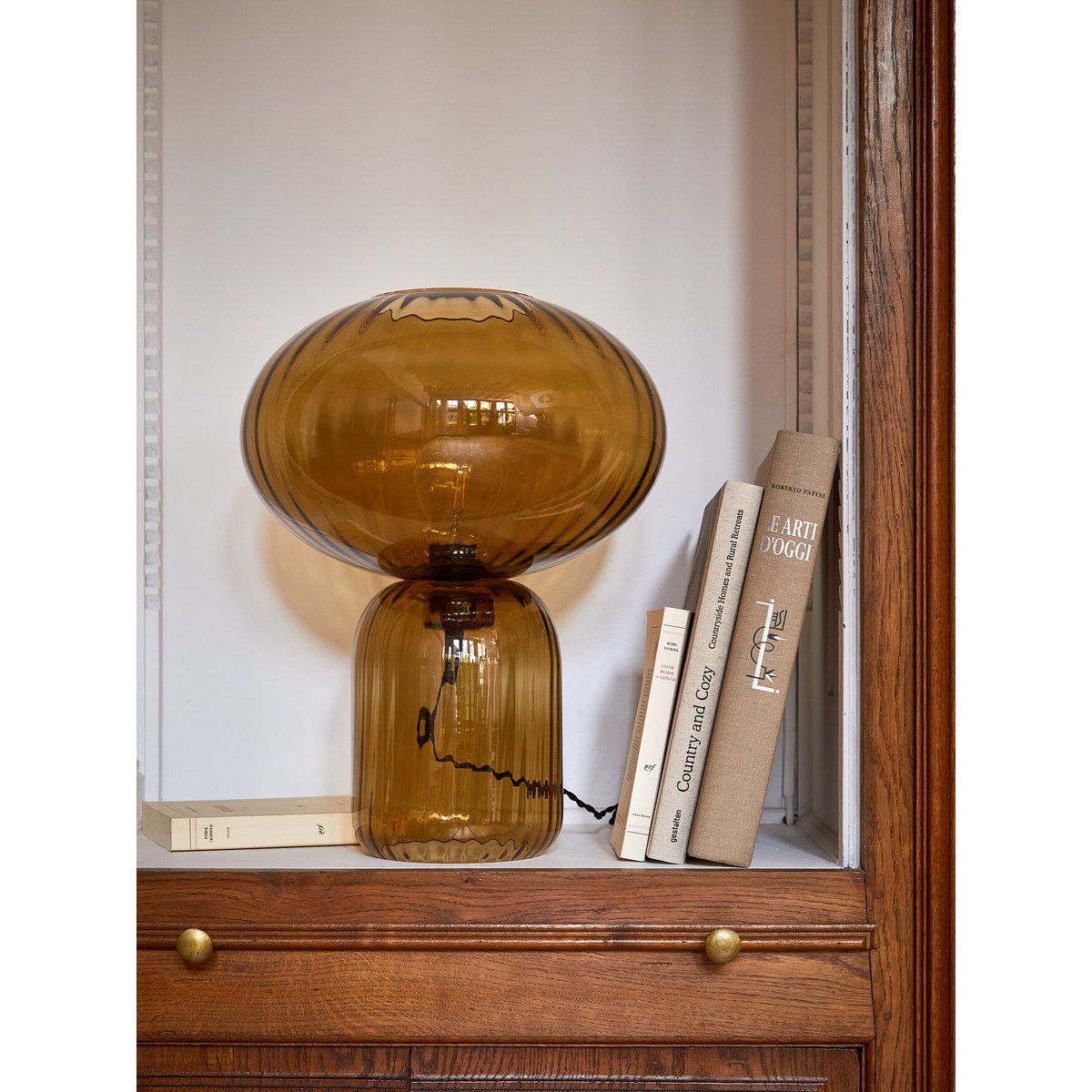 Lampe Martin en verre ciselé cognac, CYRILLUS