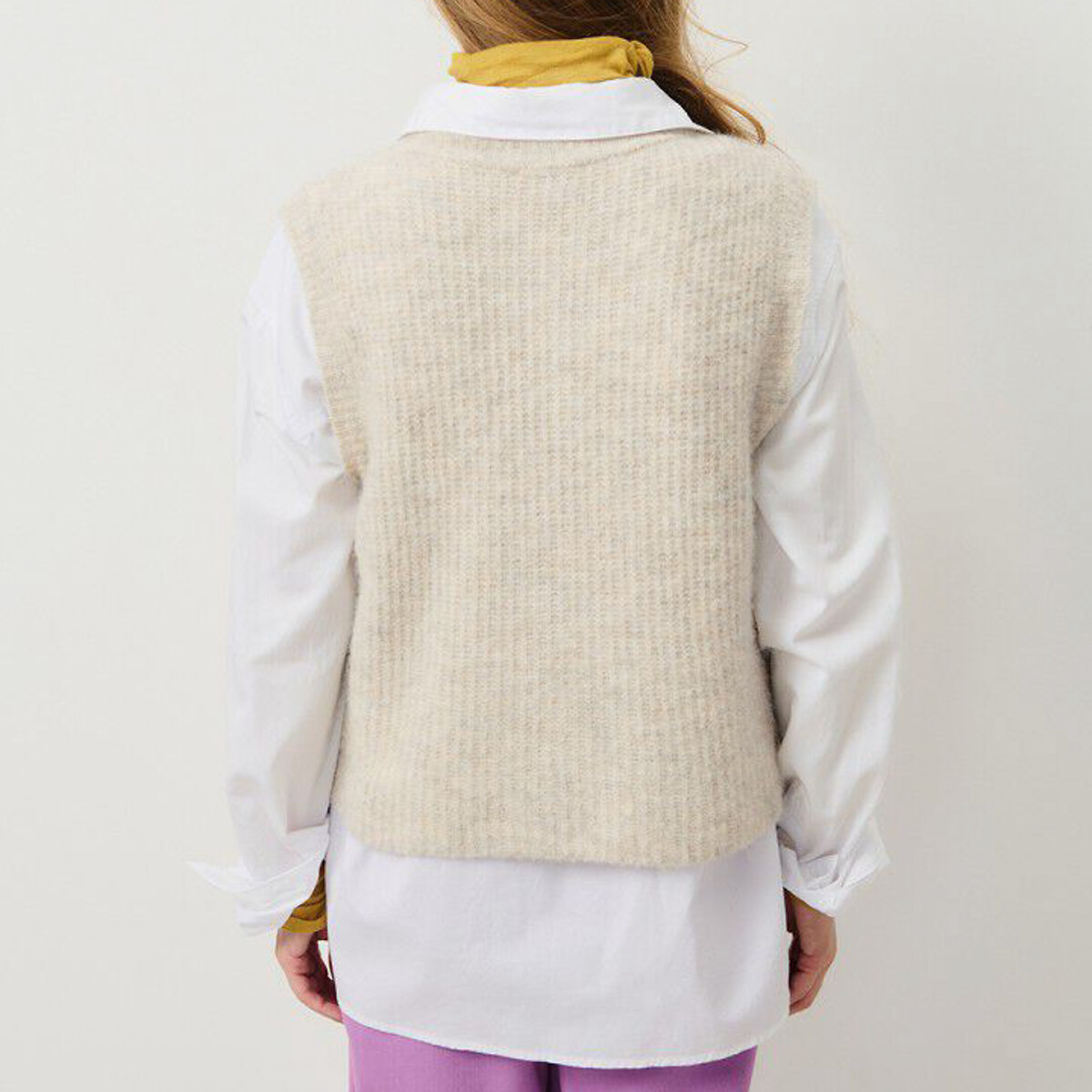 Gilet senza maniche girocollo EAST beige chiné, AMERICAN VINTAGE