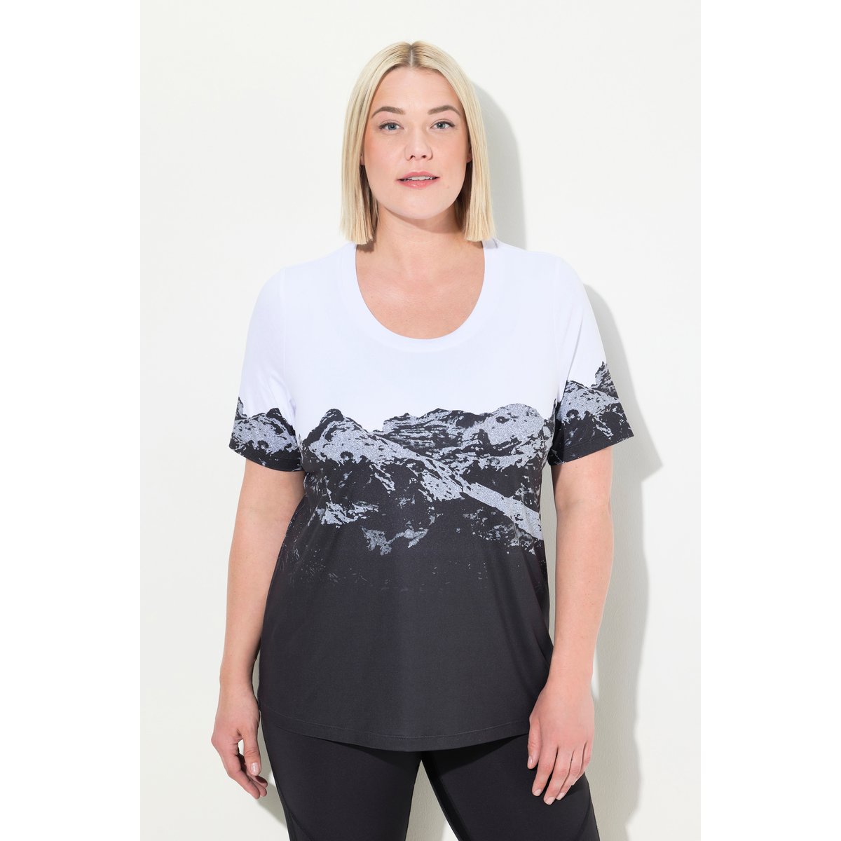 T-shirt technique à col rond et blanc neige, ULLA POPKEN