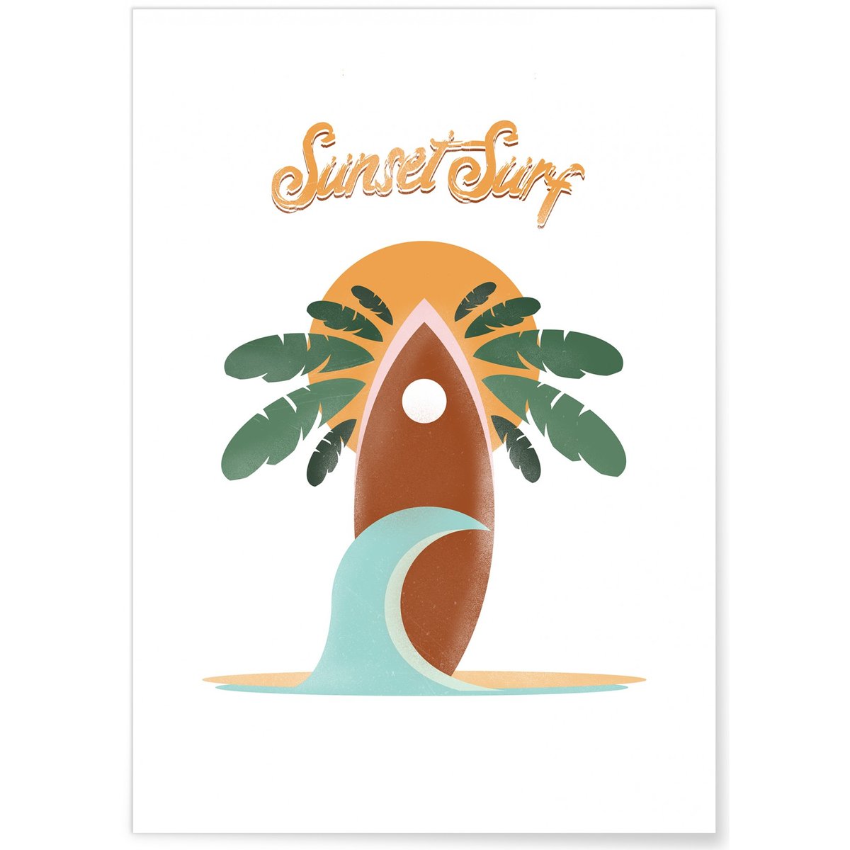 Affiche Sunset Surf blanc, L'AFFICHERIE