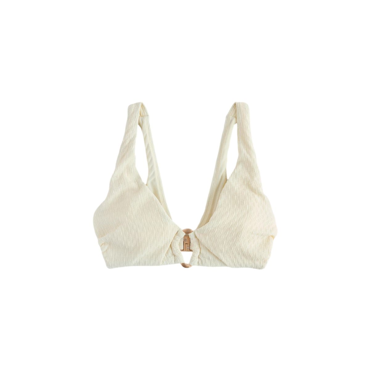 Haut bikini court élément métal dd+ crème tissée, NEXT