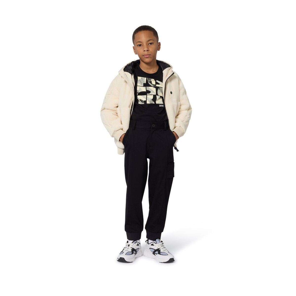 Pantalon boutonné black, BOSS KIDSWEAR