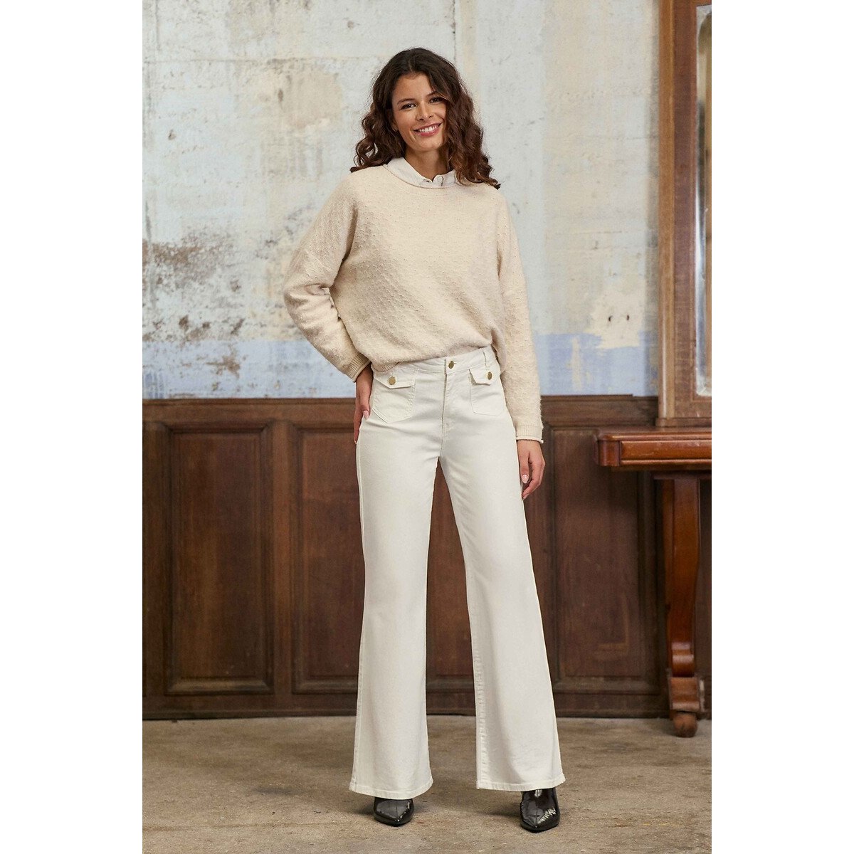 Mossy Detailed Knit Crew Neck Jumper light beige, LA PETITE ETOILE