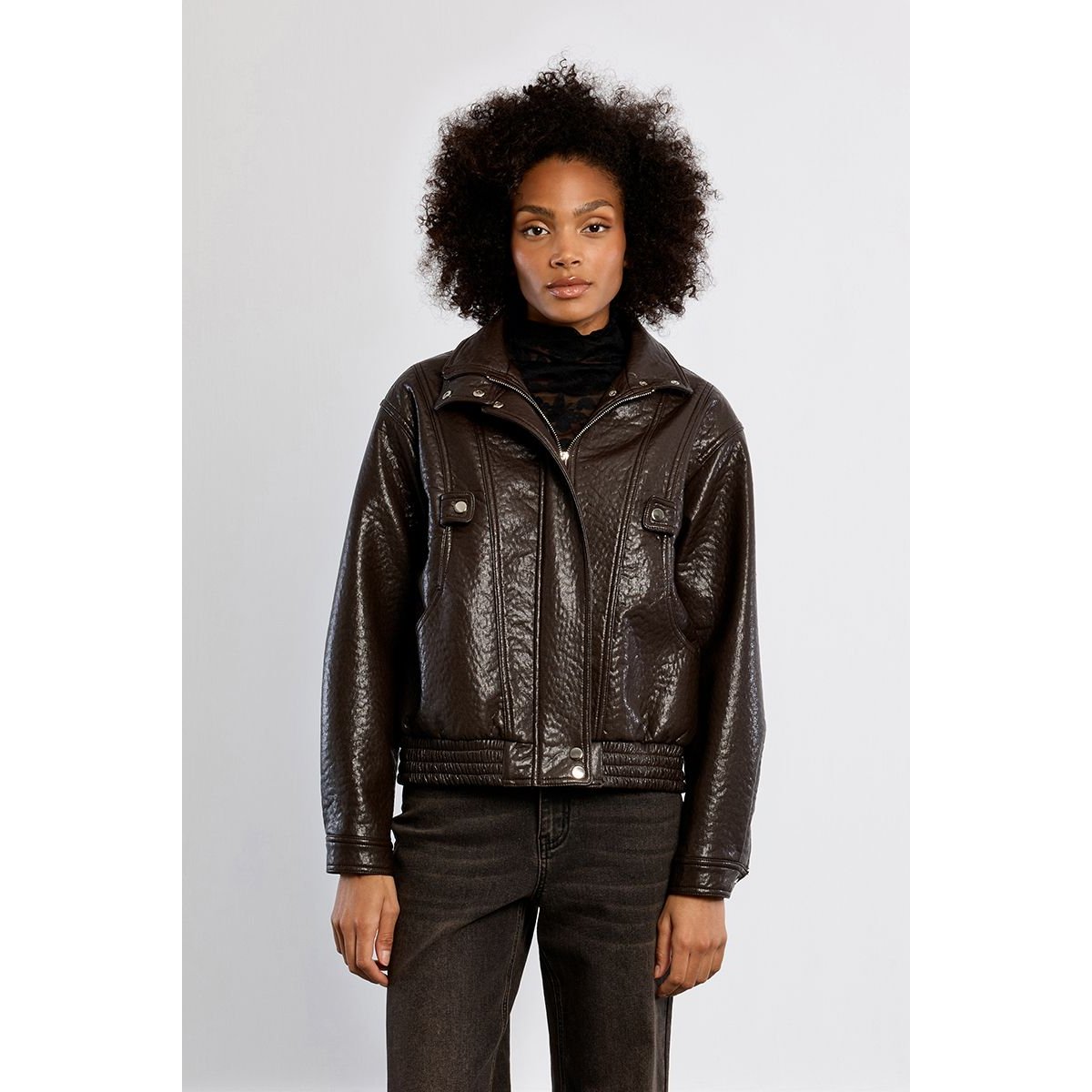 Veste en similicuir, oversize chocolate, LILI SIDONIO