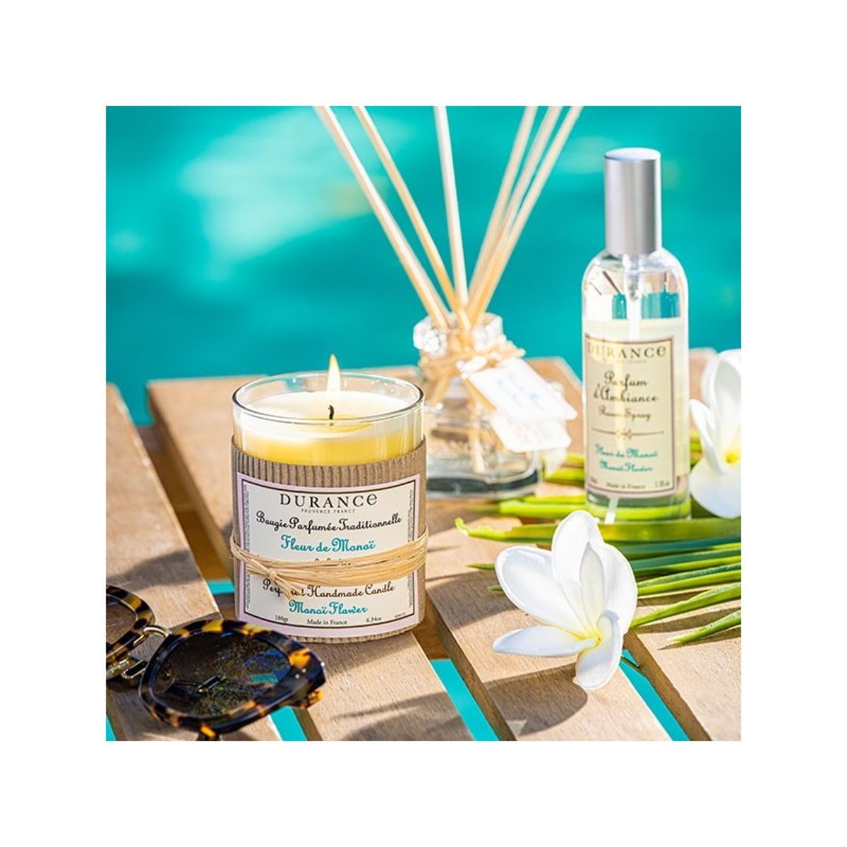Grande bougie Fleur de Monoï couleur unique, DURANCE