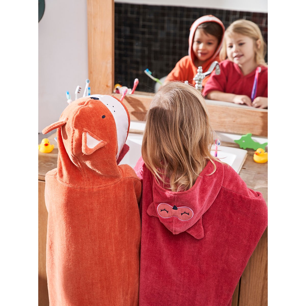 Poncho de bain Renard terre cuite, VERTBAUDET