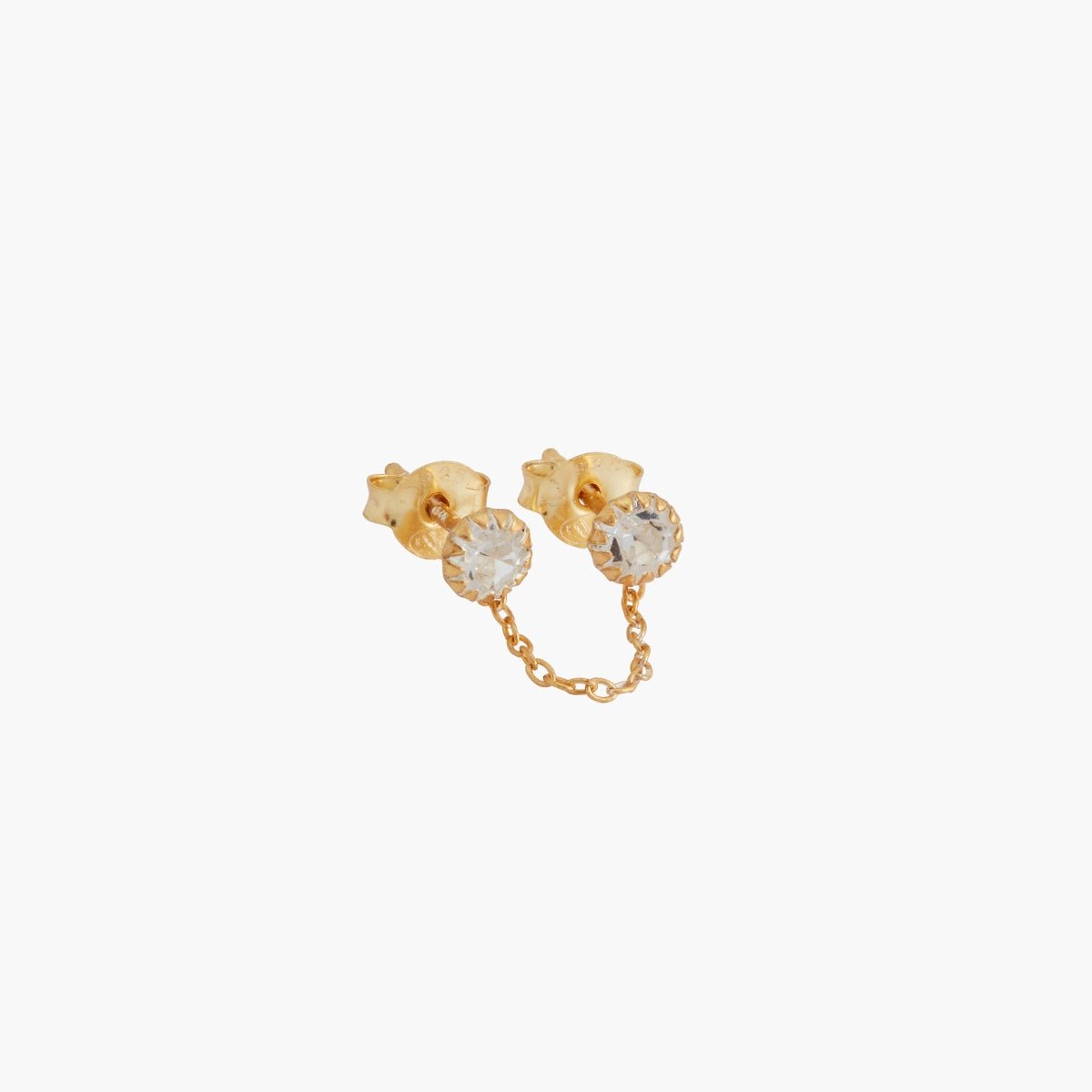 Puces d'oreilles strass avec chaine- argent garanti 925 doré, BALABOOSTE