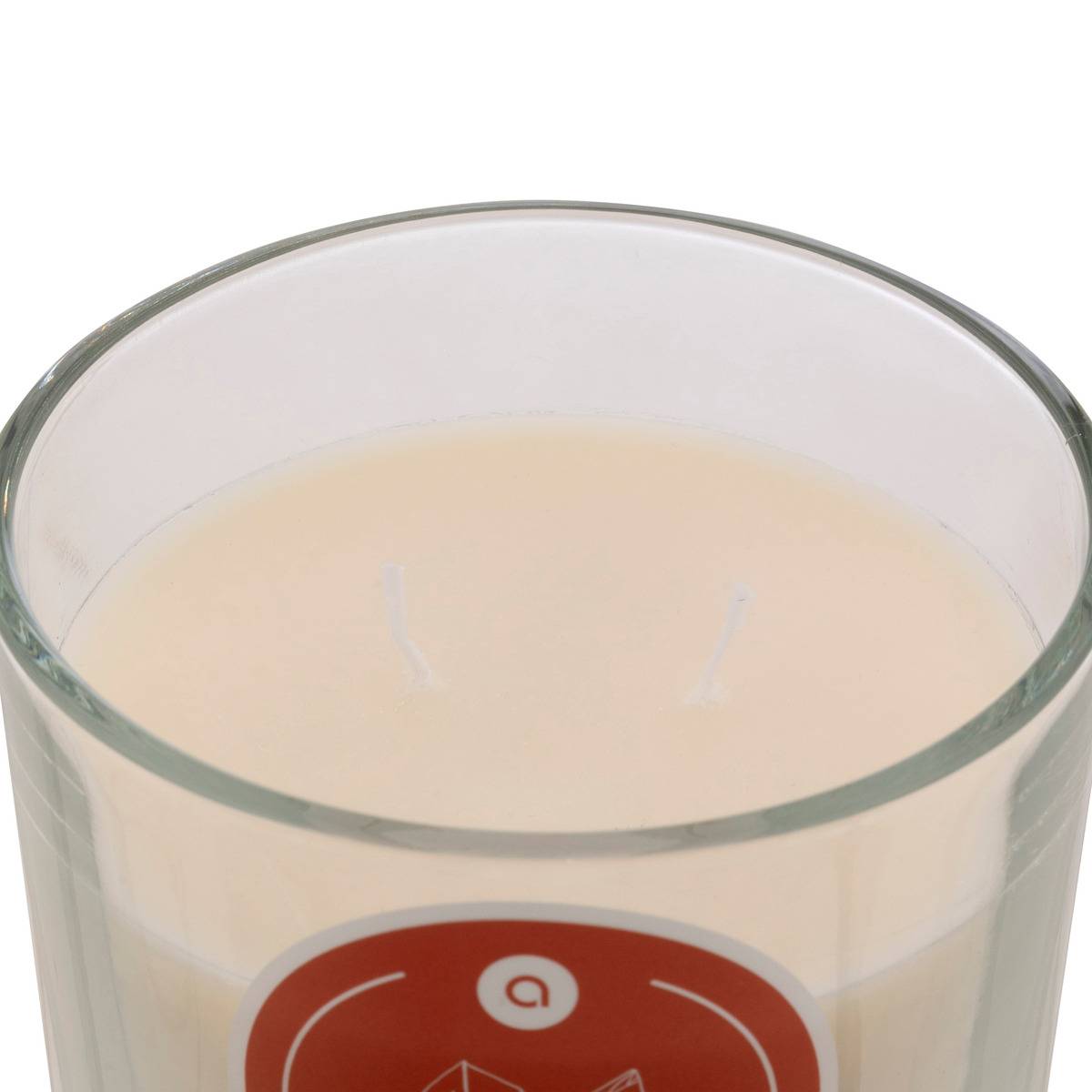Bougie parfumée 2 mèches en photophore verre FLOA blanc ambre, ATMOSPHERA