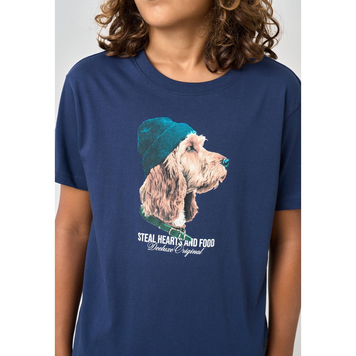 T-shirt garçon en 100% coton jersey imprimé chien stylisé  DOOD navy, DEELUXE
