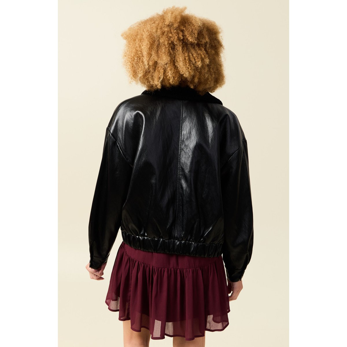 Veste oversize manches longues doublée noir, BONOBO