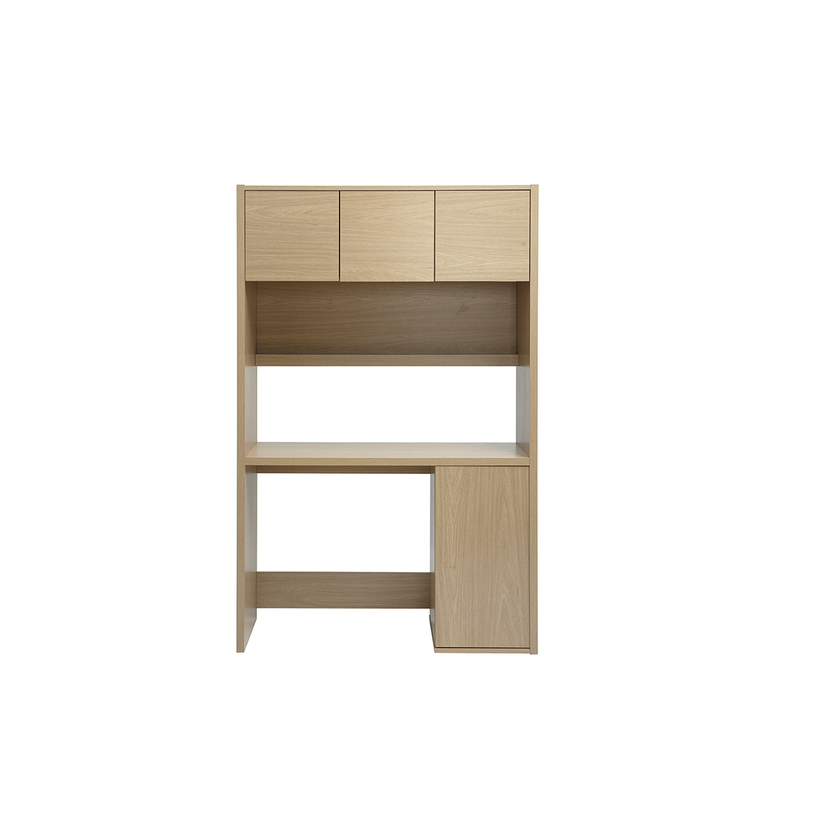 Bureau bibliothèque avec rangements finition bois clair chêne L115 cm WISSEM chêne clair, MILIBOO