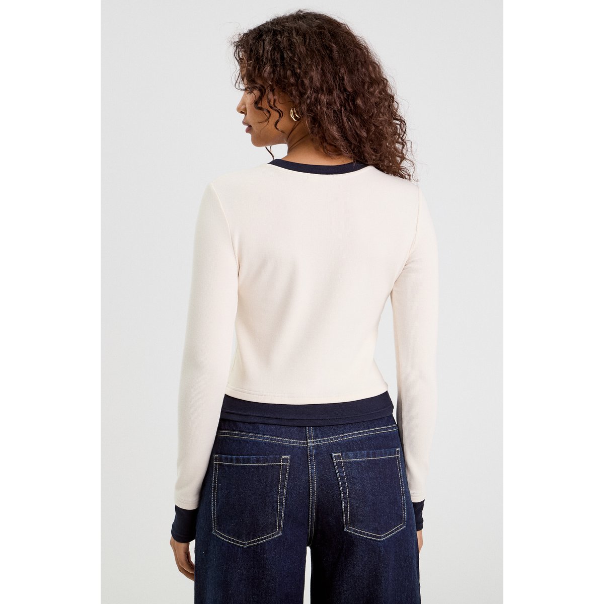 T-shirt cropped 2-en-1 ecru, CACHE CACHE