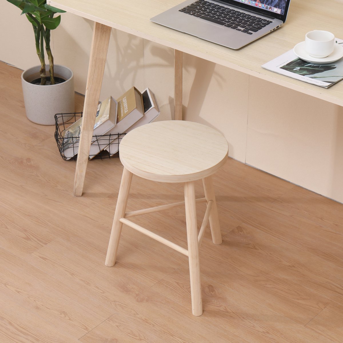 Tabouret, pin massif, ITAMI bois naturel, NORDLYS
