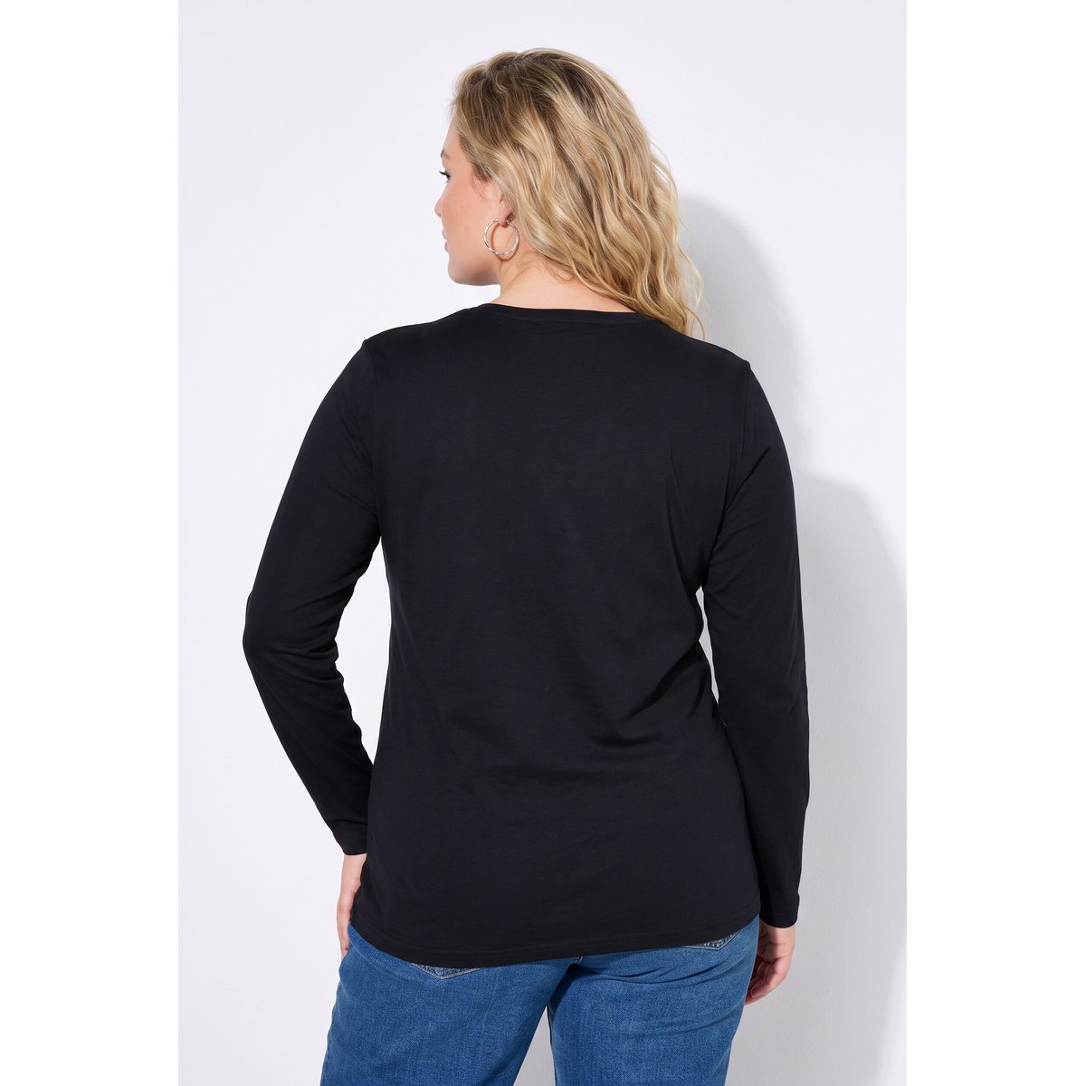 T-shirts, lot de 2, col rond, manches longues noir, ULLA POPKEN