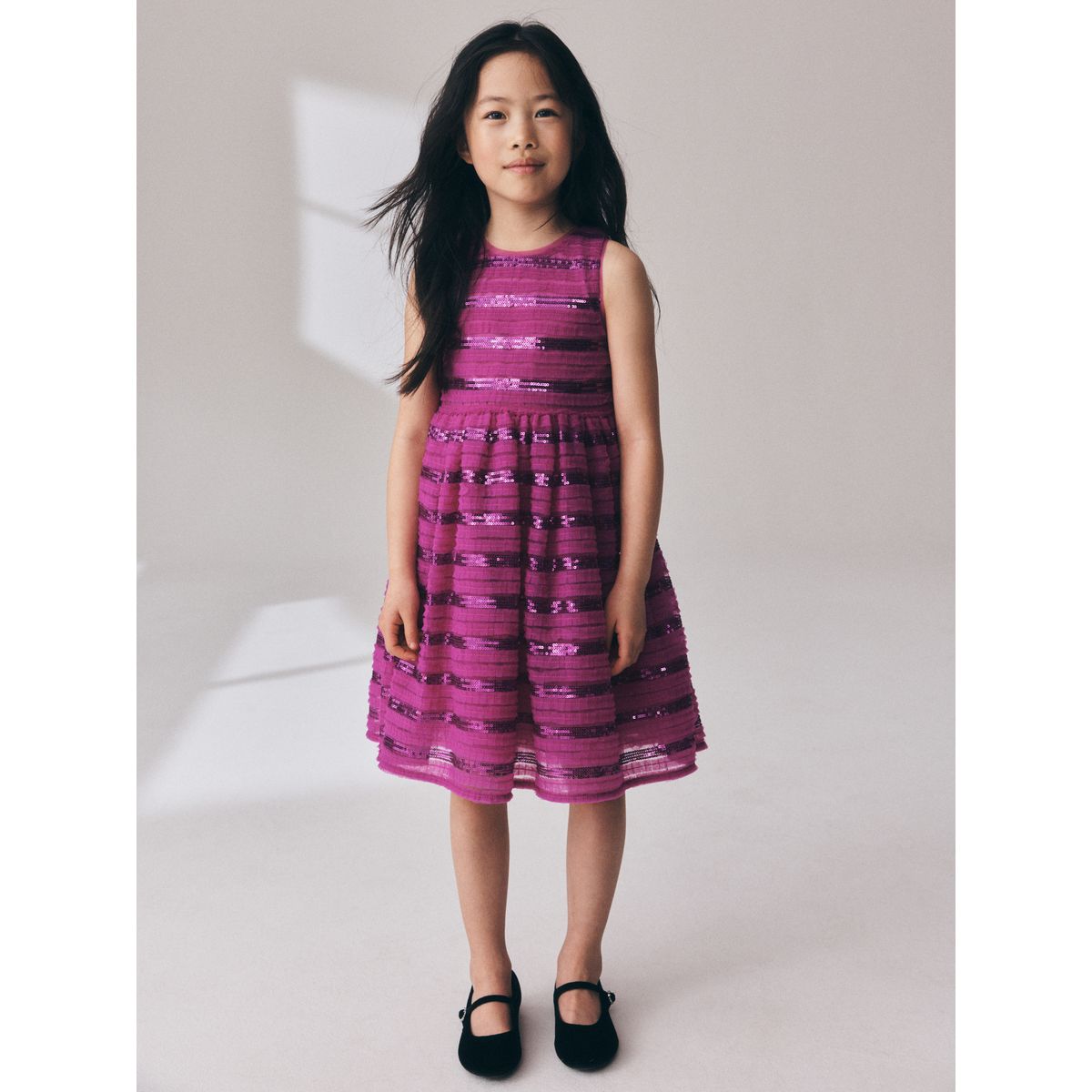 Robe grandes occasions à volants et sequins rose, NEXT
