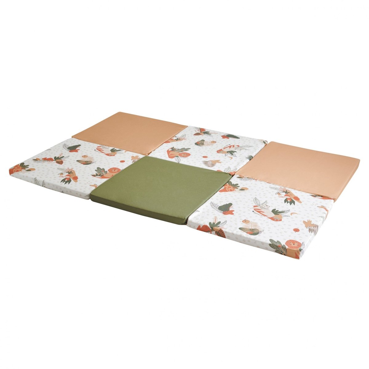 Maxi tapis malin Amazonie orange, vert, blanc, TINEO