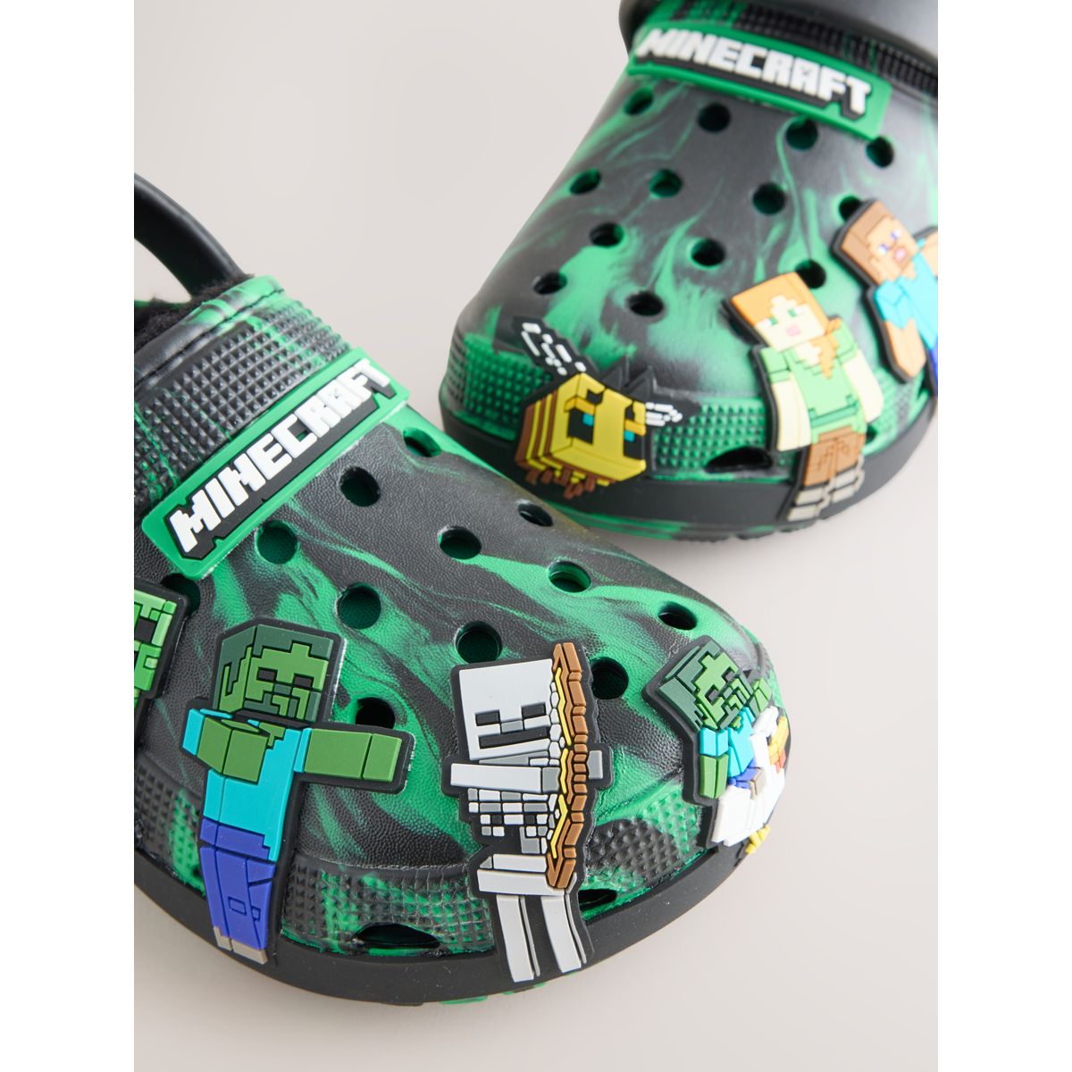 Sabots doublés minecraft noir/vert, NEXT