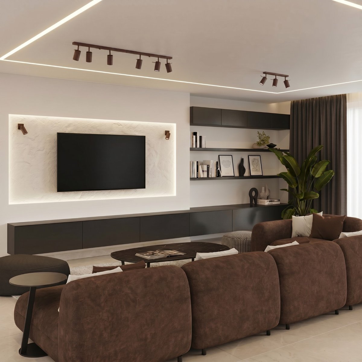 Plafonnier Acier Marron GU10 2 RING marron, EDEN