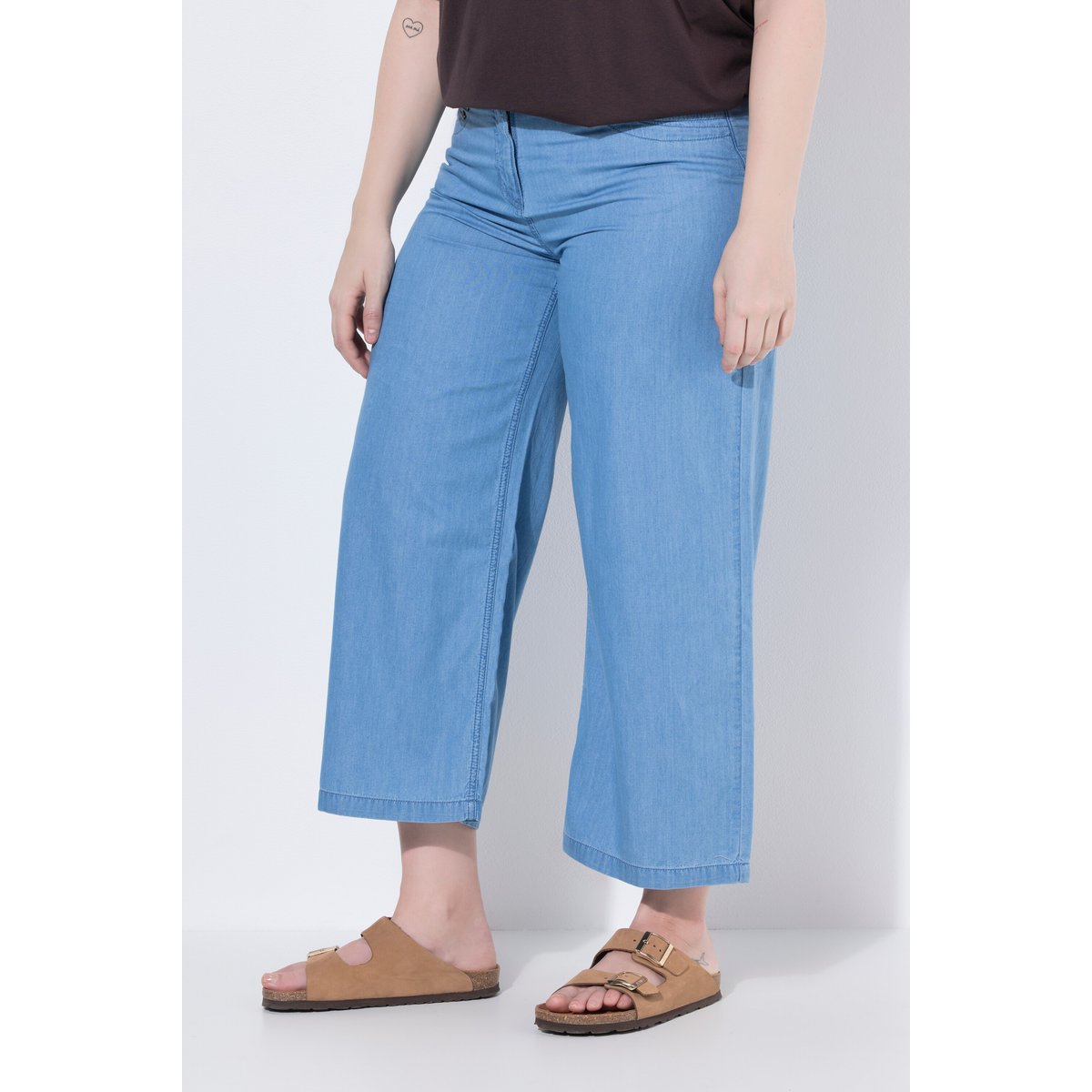 Jean culotte Mary, jambe large bleu clair, ULLA POPKEN