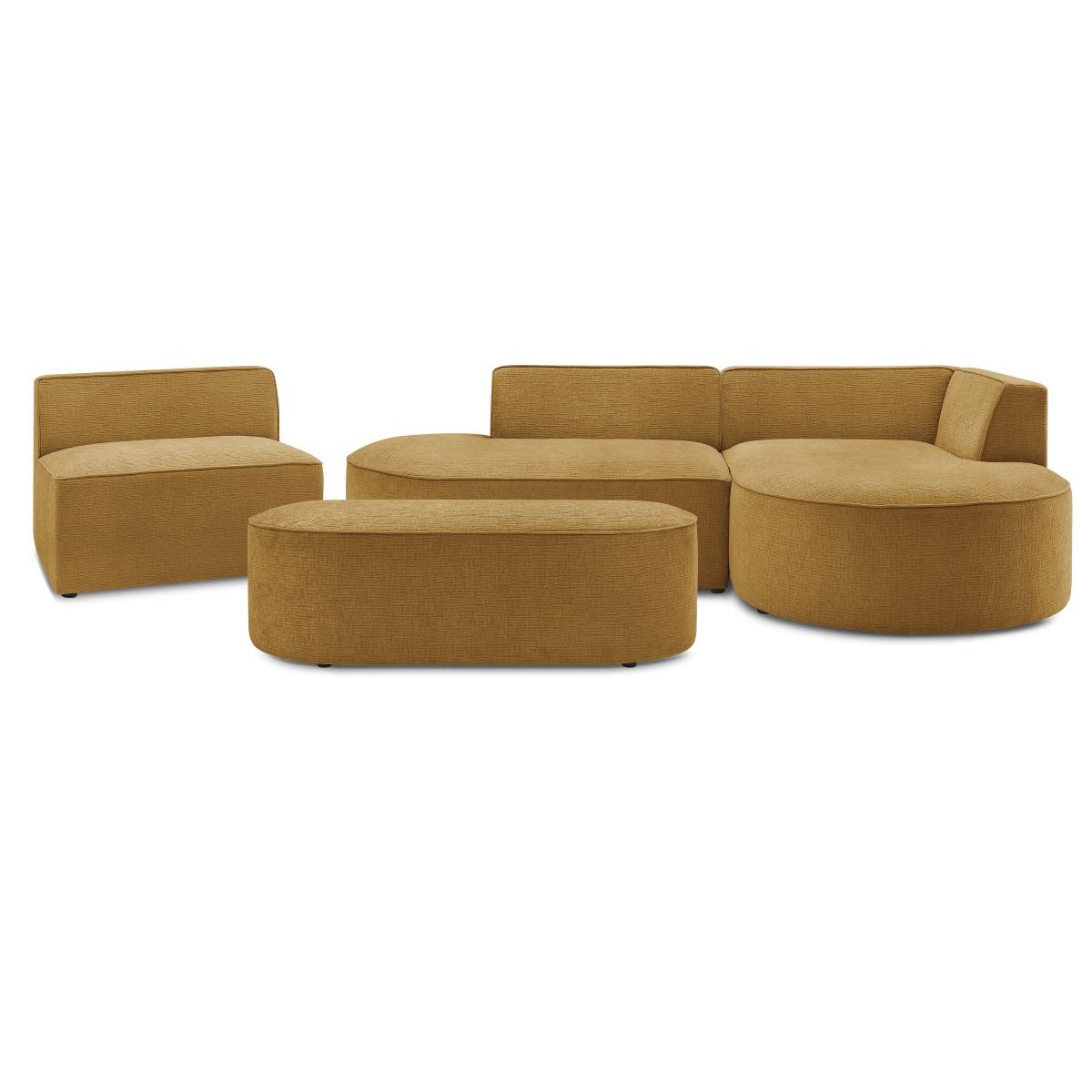 Canapé modulable 6 places en tissu texturé, ROUSSEAU jaune, BOBOCHIC