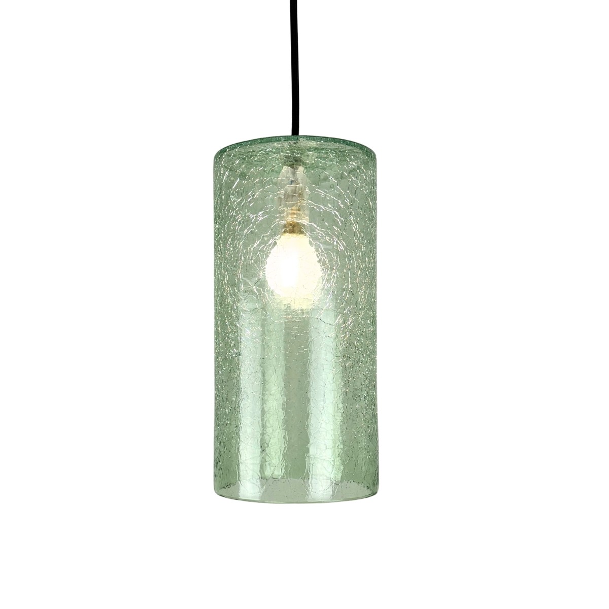 Suspension en verre soufflé craquelé, LUCE jade, GERARD LAMY