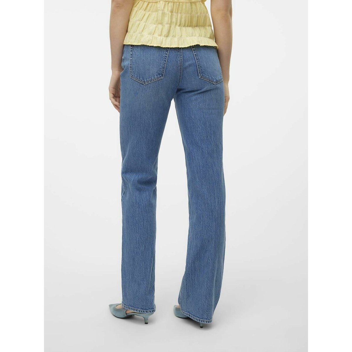Vaqueros rectos, talle alto medium blue, VERO MODA