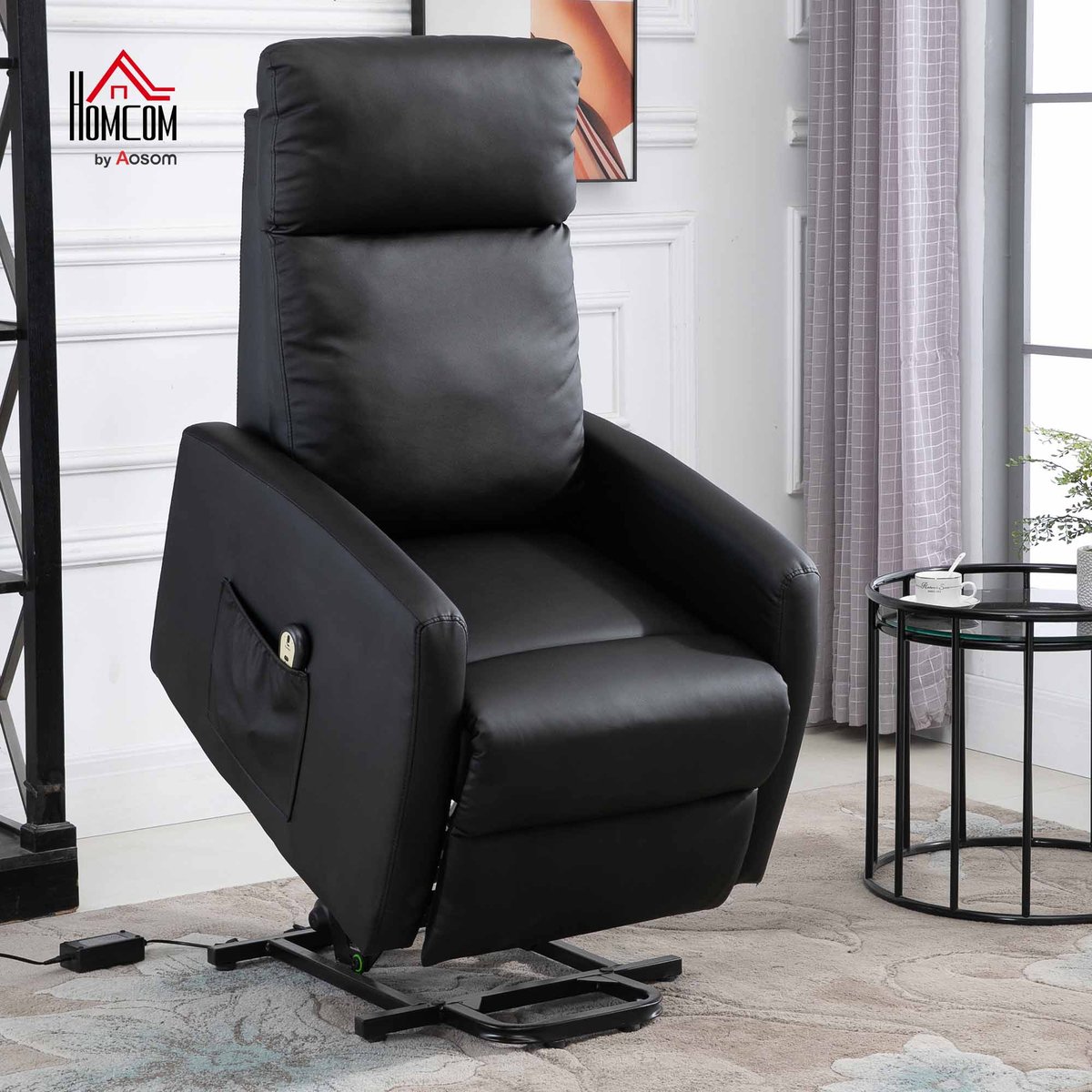 Fauteuil releveur électrique Revêtement noir, HOMCOM